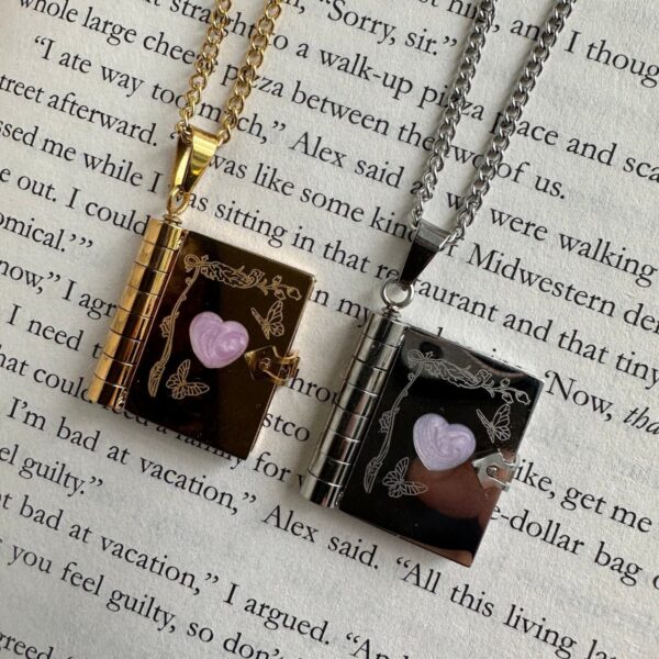 Wholesale Love Butterfly Opening and Closing Book English Letter Box Necklace
