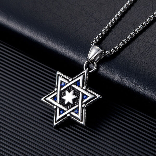 Wholesale Titanium Steel Hexagram Men's Necklace
