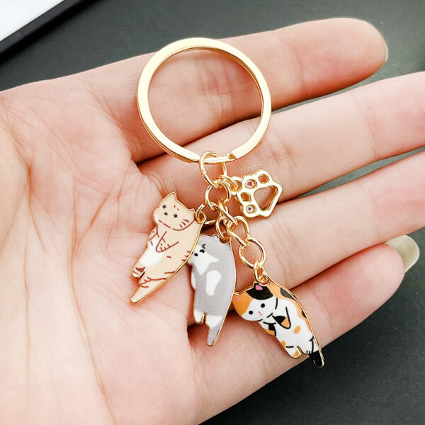 Wholesale three flowers/orange cat/blue and white 3 small simulation cute keychain