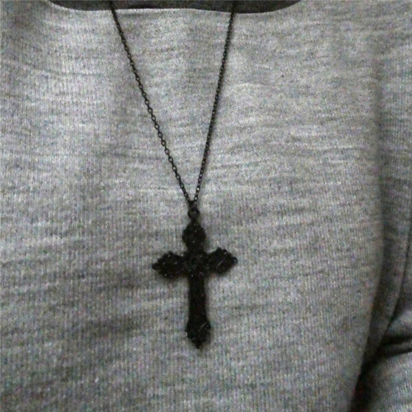 Wholesale Large Gothic Dark Black Cross Necklace