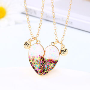 Wholesale Kidsren's Powder Dripping Oil Necklace Heart Necklace Pair