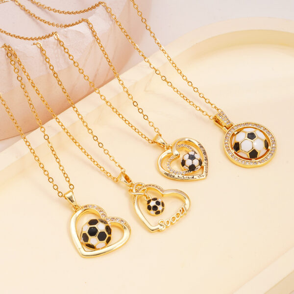 Wholesale Football Necklace Light Luxury Stainless Steel Clavicle Chain with Heart