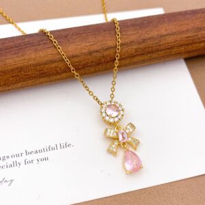 Xl434 bow round necklace gold