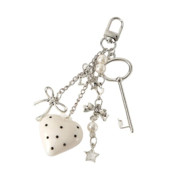 Wholesale Cute Key Pearl Bow Colorful Love Keychain