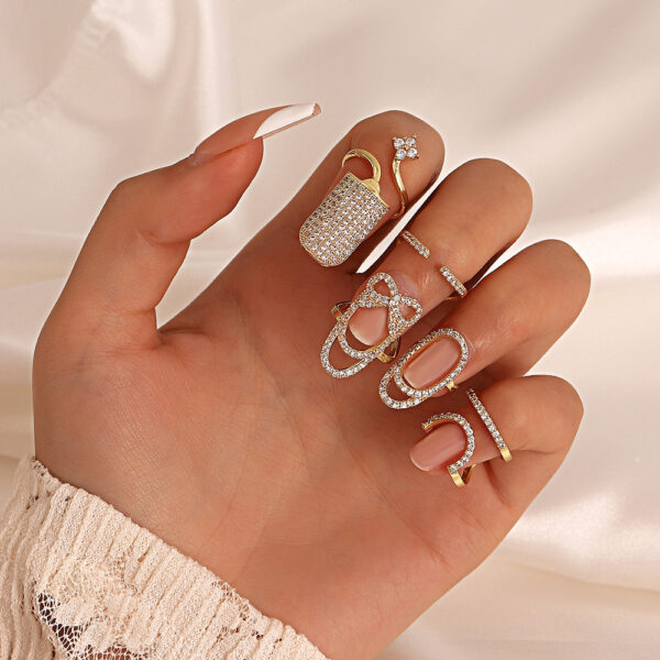 Wholesale Geometric Diamond Opening Nail Ring