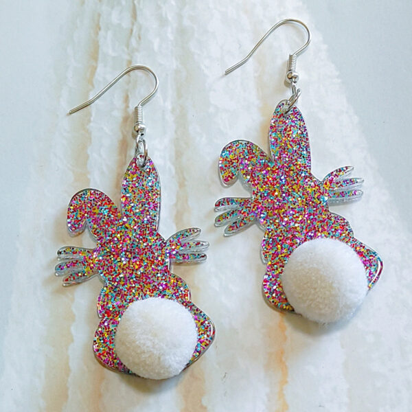 Wholesale Easter cartoon rabbit colored sequin acrylic earrings