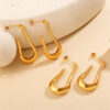 Wholesale Stainless steel 18K gold-plated hollow irregular U-shaped earrings