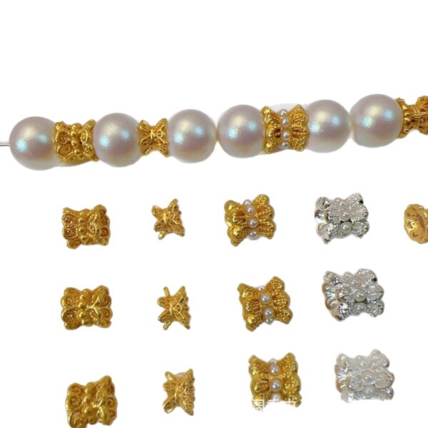 Wholesale Ancient-plated hollowed-out small waisted golden double-sided torus spacer