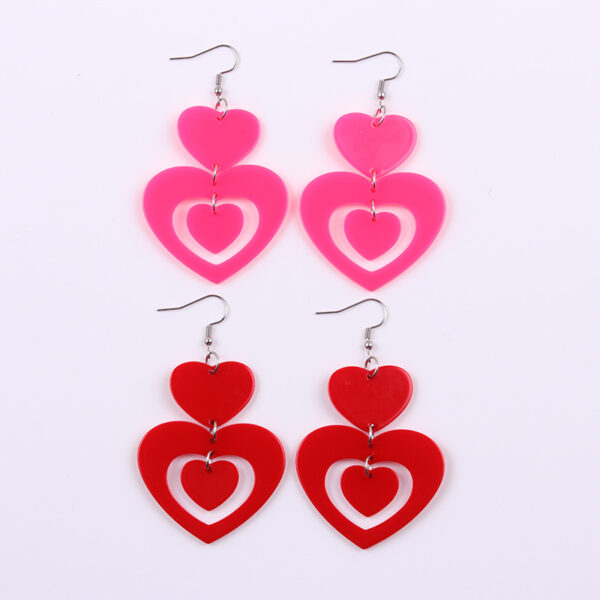 Wholesale Valentine's Day Rose Red Heart Acrylic Earrings