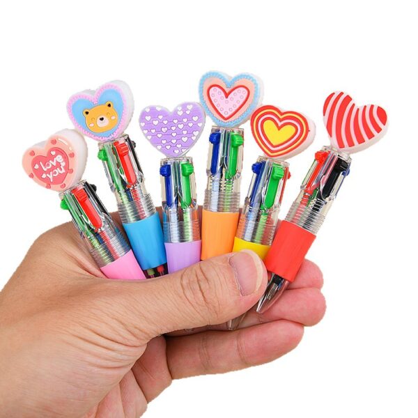 Wholesale Valentine's Day gift heart-shaped four-color cartoon colored pen