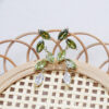 Wholesale Olive Green Gradient Zircon Leaf Earrings