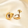 Wholesale Independence Day 12mm Round Cut Out Heart Flag Three-Color Oil Drop Earrings