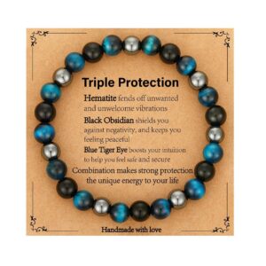 Obsidian + magnet + blue tiger eye bracelet
