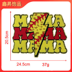 Heated hot melt glue*red and yellow*lightning letters*lightning mama*height 20.5*24.5cm