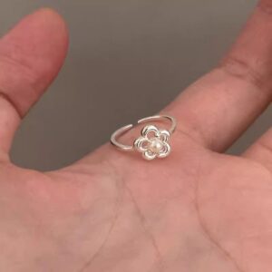 Wholesale Hollow flower plain ring with adjustable opening