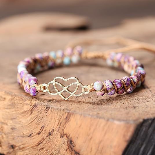 Wholesale Heart-Shaped Imperial Purple Royal Stone Bracelet