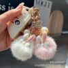 Wholesale Pink and white cute furball rabbit keychain
