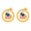 Wholesale Independence Day 12mm Round Cut Out Heart Flag Three-Color Oil Drop Earrings