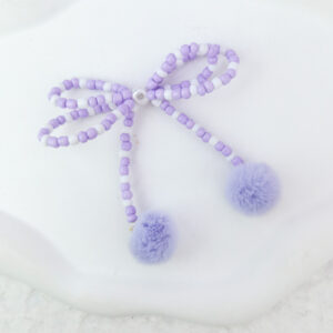 Purple double layer rice beads fur ball bow