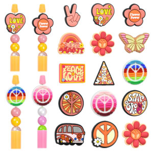 Wholesale Random 100pcs Cartoon Love and Peace Focal Beads