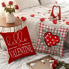 Wholesale Valentine's Day Linen Plaid Printed Love Waist Pillowcase