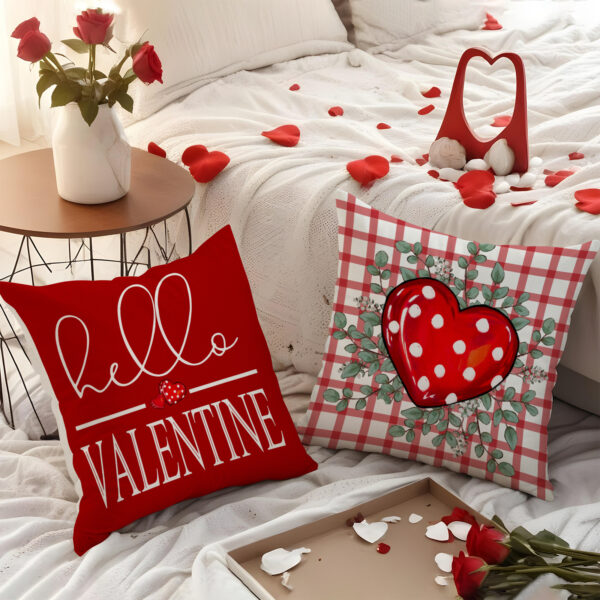 Wholesale Valentine's Day Linen Plaid Printed Love Waist Pillowcase