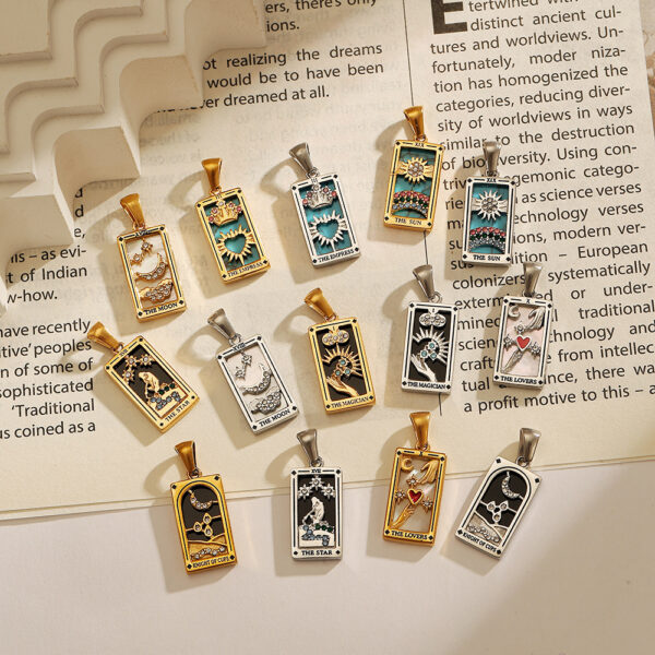 O1CN01N3TvBg1pA9jY5dSrf_2219486875319-0-cib Wholesale Stainless Steel Gold Tarot Card Pendant
