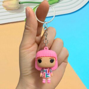Weird plush toy keychain - long pink hair / 5.4*3.8