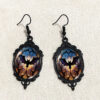 Wholesale Vintage Gothic Bat Halloween Flower Pendant Earrings