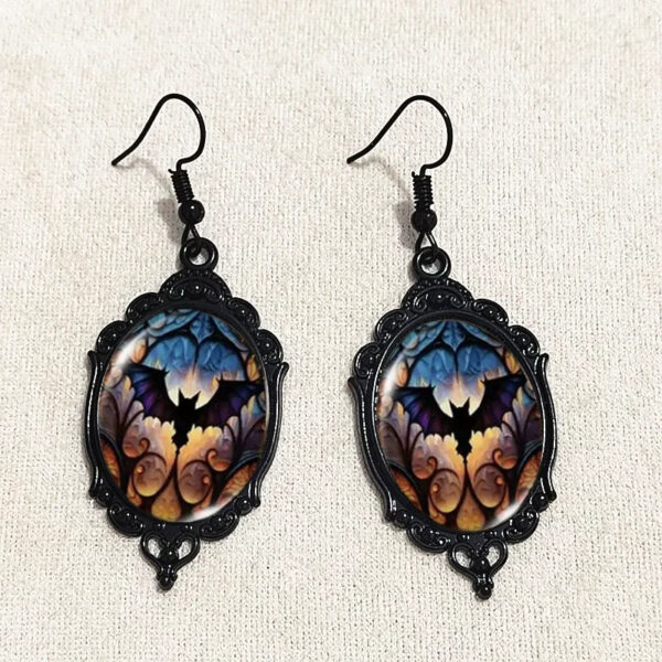 Wholesale Vintage Gothic Bat Halloween Flower Pendant Earrings