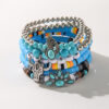 Wholesale Bullhead Cactus Bohemian Multi Layer Turquoise Elastic Bracelet Set