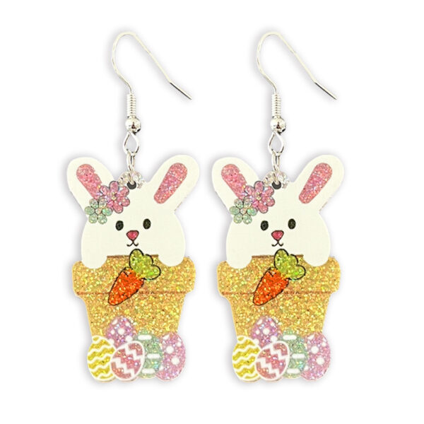 Wholesale Cute Easter Bunny Egg Pink Bow Earrings