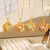 Wholesale gold flower necklace stainless steel plated pendant light luxury necklace