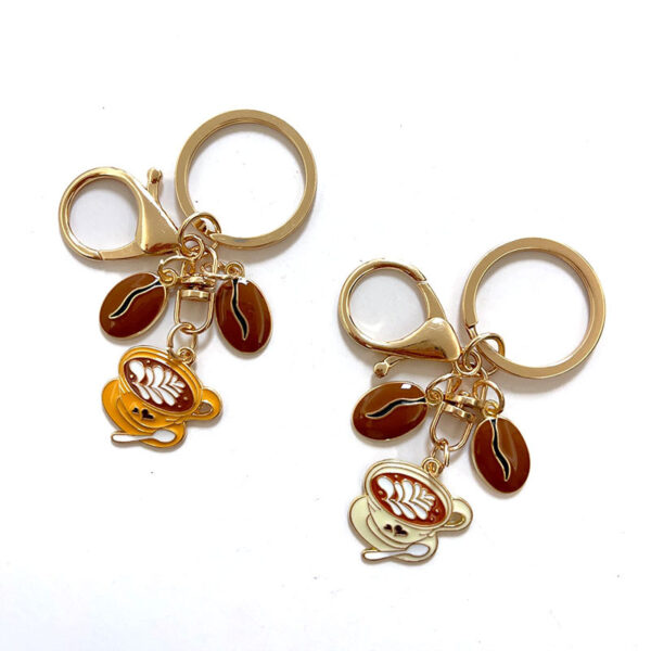 Wholesale Coffee cup coffee bean metal keychain