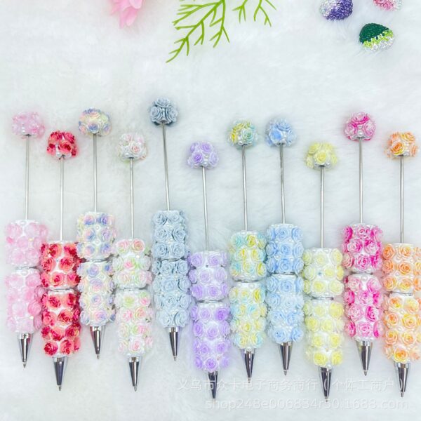 Wholesale Colorful Rose Heavy Industry Beadable Pens