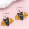 Wholesale Christmas Tree Lights Black Cat Bat Acrylic Earrings