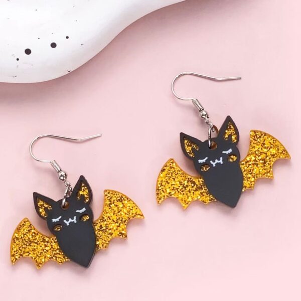 Wholesale Christmas Tree Lights Black Cat Bat Acrylic Earrings