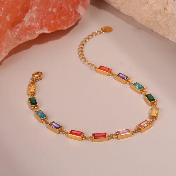 Wholesale Colorful Zircon Exquisite Stainless Steel Bracelet Light Luxury Jewelry