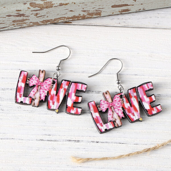 O1CN01NBv0z01ZzQHd8G0ON_2214986983265-0-cib Wholesale Painted Bow Cross Love Pendant Earrings Wooden Double-Sided Earrings