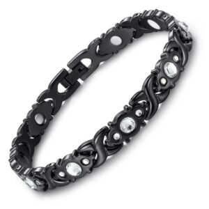 Cross magnet bracelet black white diamond