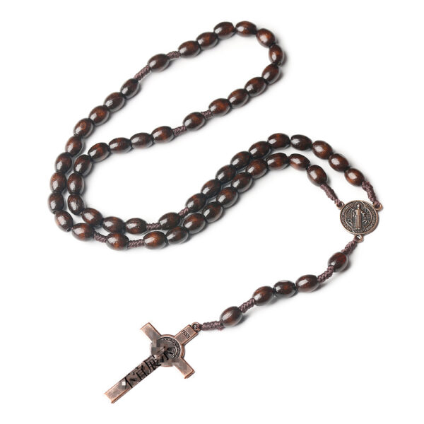 O1CN01NF5Hif1CNBtxj7MeZ_2780710068-0-cib Wholesale Wooden Cross Braided Brown Rosary Necklace