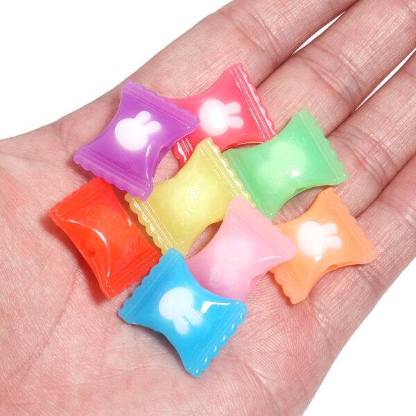 Wholesale 10pcs Jelly colored rabbit candy acrylic beads