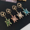 Wholesale Colorful Rhinestone Metal Cute Turtle Keychain