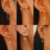 Wholesale Three piece set of asymmetrical earrings for stars and moon