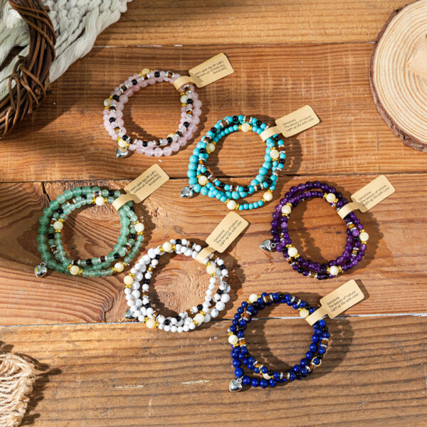 Wholesale Bohemian Love Stone Multi layered Stacked Crystal Bracelet