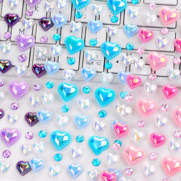 Wholesale Children's Stickers Heart Gemstone Crystal Acrylic Diamond Stickers Heart Decoration Creative DIY Kindergarten Rewards