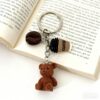 Wholesale Cartoon Mini Stereo Brown Bear Doll Coffee Bean Keychain Bag Pendant