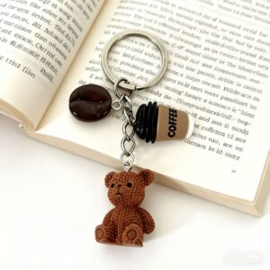 Wholesale Cartoon Mini Stereo Brown Bear Doll Coffee Bean Keychain Bag Pendant