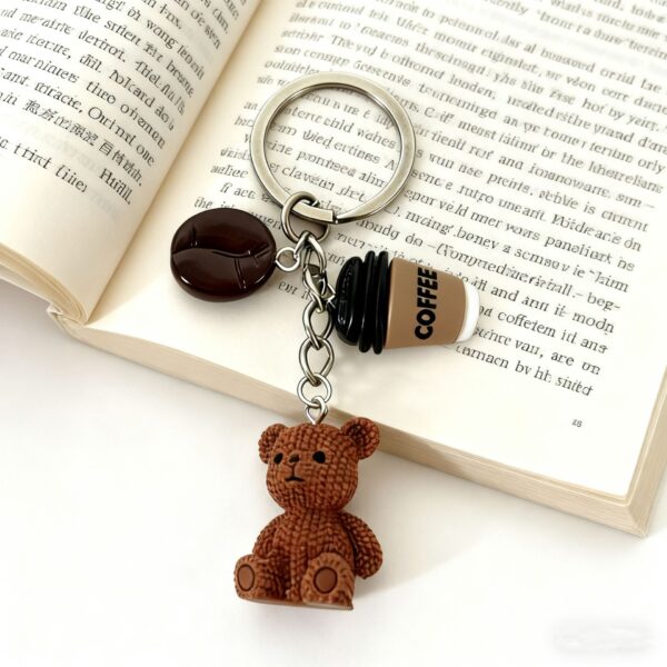 Wholesale Cartoon Mini Stereo Brown Bear Doll Coffee Bean Keychain Bag Pendant