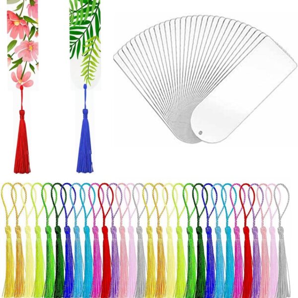 Wholesale 30pcs blank transparent acrylic tassel decorative bookmark